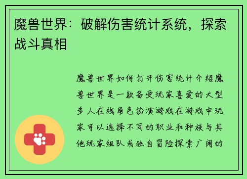 魔兽世界：破解伤害统计系统，探索战斗真相